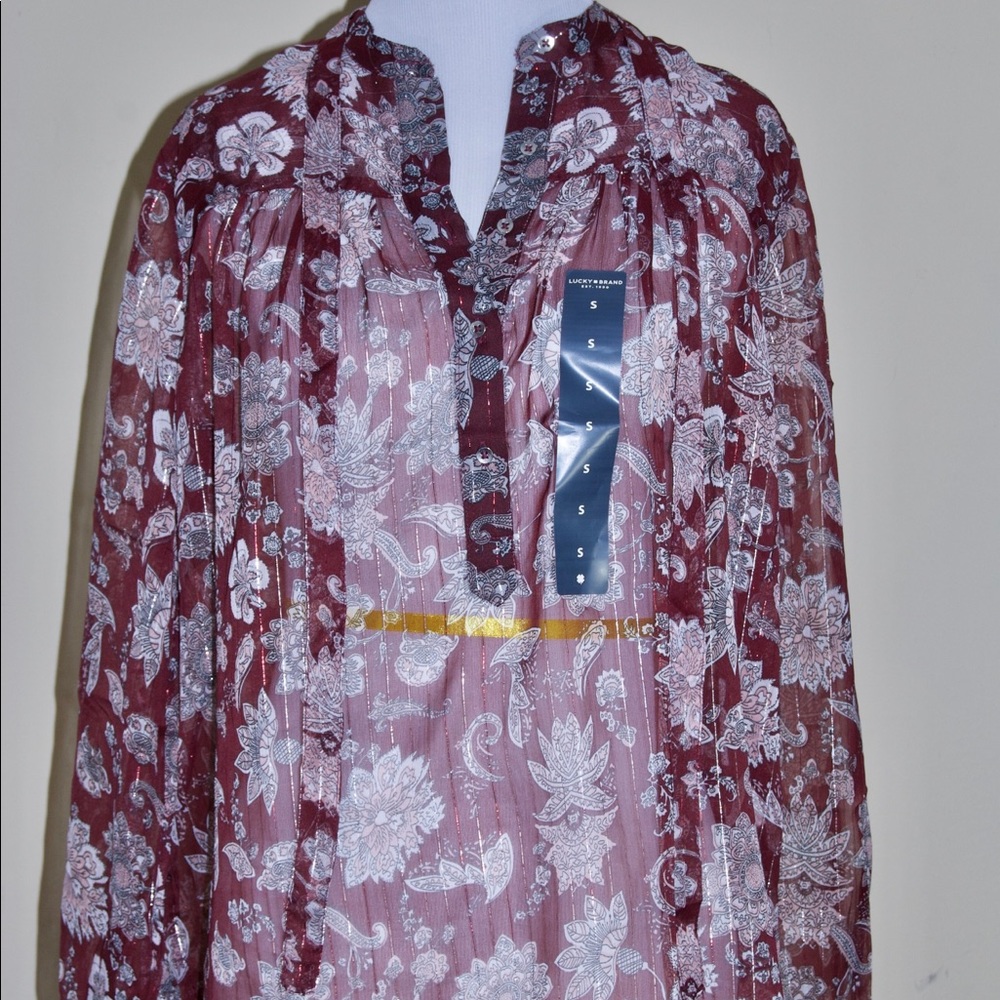 Lucky Brand Sheer Peasant Blouse